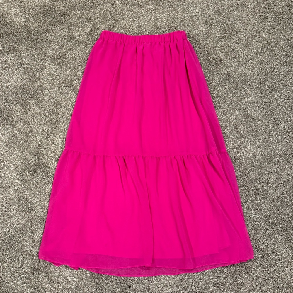 1. State - Fuchsia Hot Pink Maxi Tiered Skirt